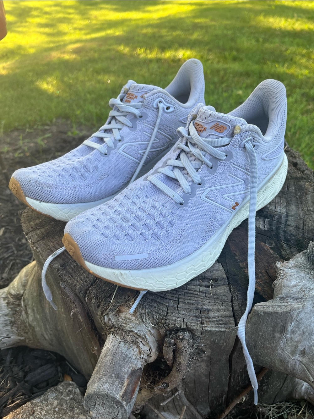 New Balance Women's violet Athletic Running Sneakers with Tan Accents - Picture 8 of 8